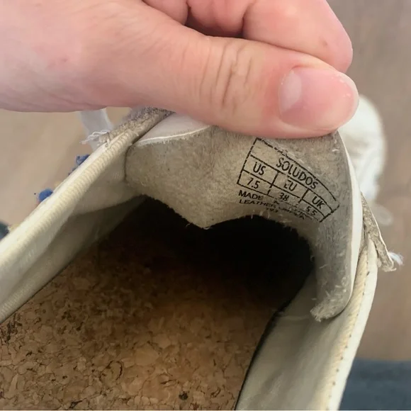 Soludos Lockhart Embroidery White Leather Sneakers Size 7.5 - Picture 8 of 8